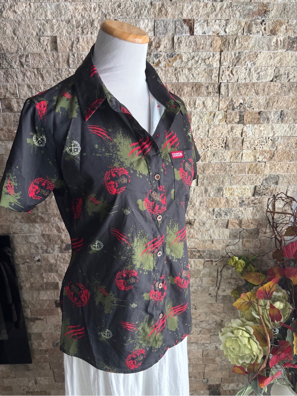 DIXXON Black Button-Down with Freddy Krueger The Nightmare Graphic Print